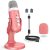 zealsound Micrófono USB gaming,micrófono Rosa,Silencio para teléfono computadora PC PS 5,Mic con Control de Ganancia,Ajuste Volumen &Eco&Monitor para transmisión grabación Vocal ASMR Podcast Video K66